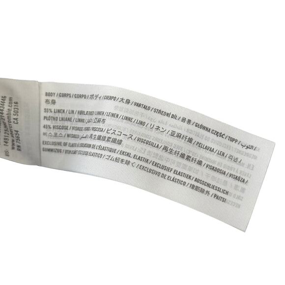 Abercrombie Fitch Black Linen Blend High Rise Drawstring Shorts w/ Pockets-Small - Picture 3 of 3